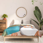 Travel poster woman in Mediterranean coast Comforter Gallery Image 3