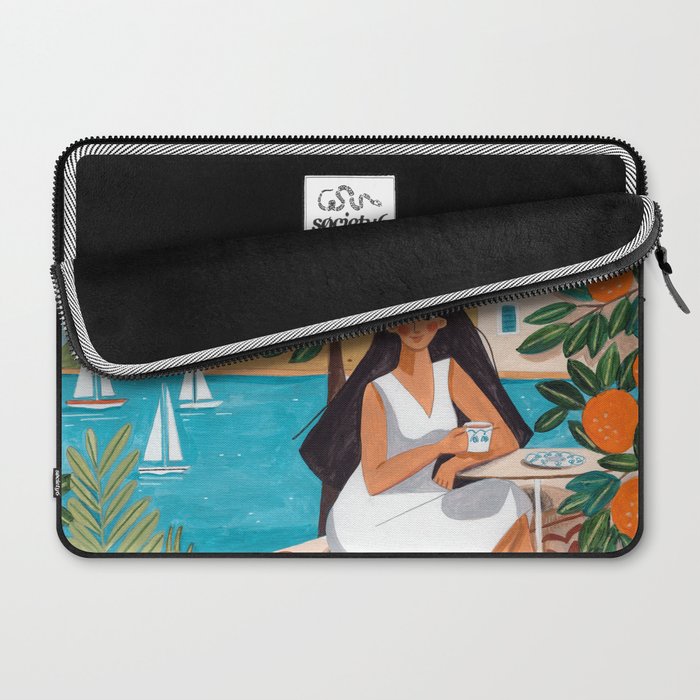 Travel poster woman in Mediterranean coast Laptop Sleeve Gallery Image 2