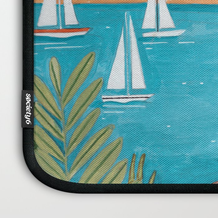 Travel poster woman in Mediterranean coast Laptop Sleeve Gallery Image 3