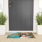 Travel poster woman in Mediterranean coast Welcome Mat Gallery Image 3