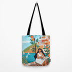 Travel poster woman in Mediterranean coast Tote Bag Gallery Image 2