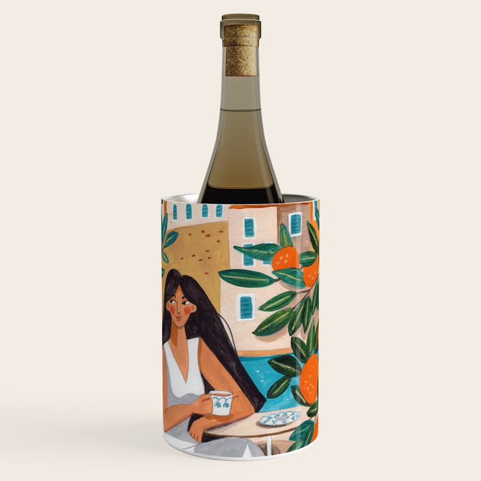 Travel poster woman in Mediterranean coast Wine Chiller Gallery Image 3