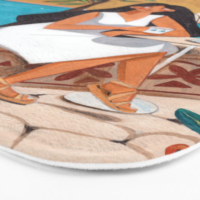 Travel poster woman in Mediterranean coast Bath Mat Gallery Image 3