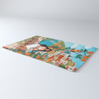 Travel poster woman in Mediterranean coast Rug Gallery Image 3