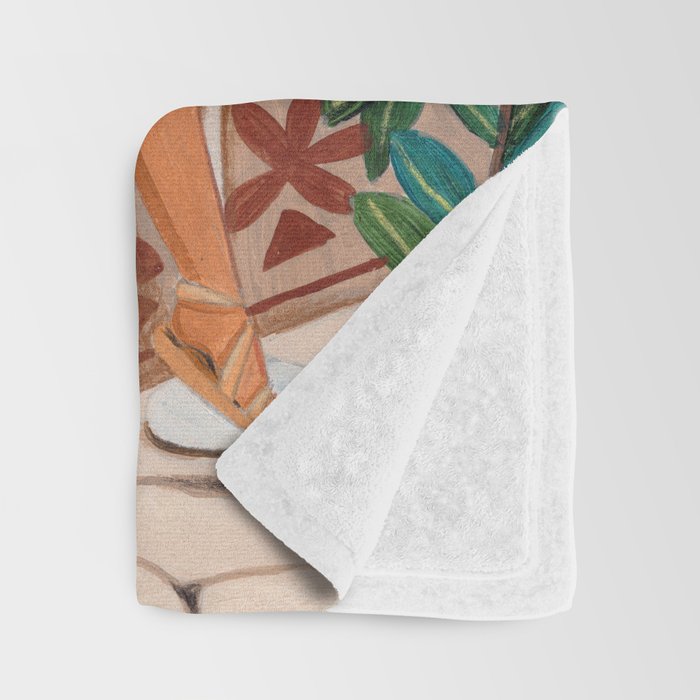 Travel poster woman in Mediterranean coast Throw Blanket Gallery Image 3