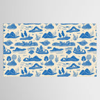 Abstract blue nature landscape doodle pattern Tablecloth Gallery Image 2