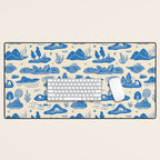 Abstract blue nature landscape doodle pattern Desk Mat Gallery Image 1