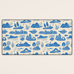 Abstract blue nature landscape doodle pattern Desk Mat Gallery Image 3