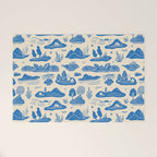 Abstract blue nature landscape doodle pattern Welcome Mat Gallery Image 1