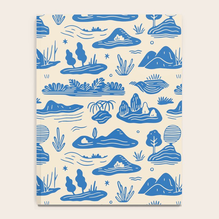 Abstract blue nature landscape doodle pattern Notebook Gallery Image 4