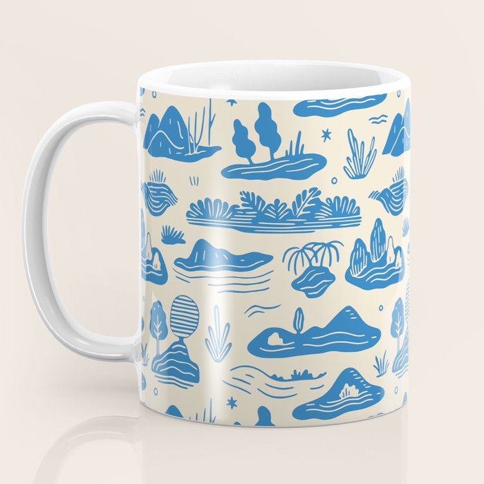 Abstract blue nature landscape doodle pattern Coffee Mug Gallery Image 3