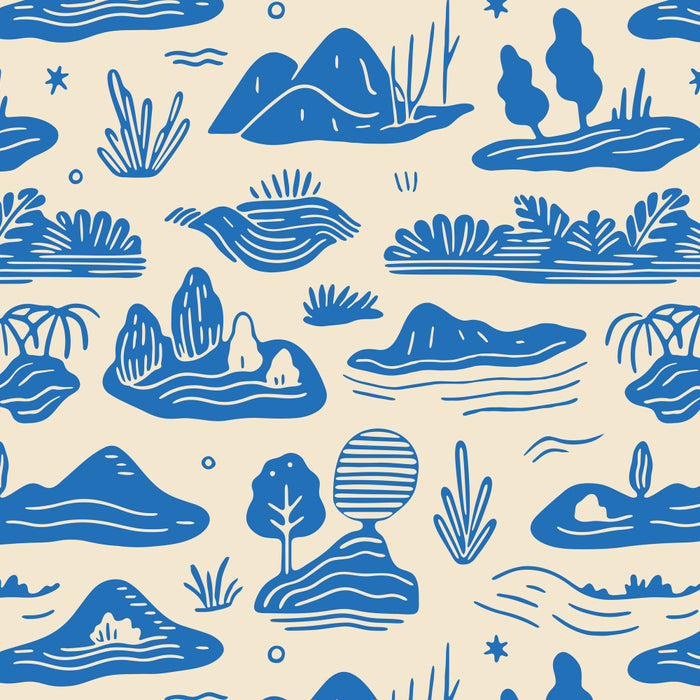 Abstract blue nature landscape doodle pattern Coffee Mug Gallery Image 2
