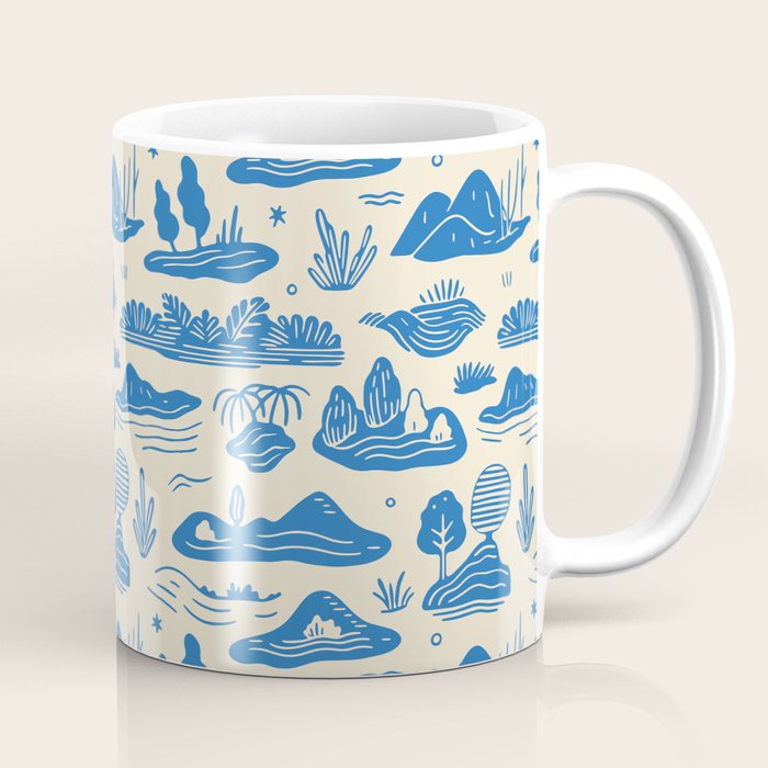 Abstract blue nature landscape doodle pattern Coffee Mug Gallery Image 1