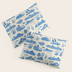 Abstract blue nature landscape doodle pattern Pillow Sham Gallery Image 3