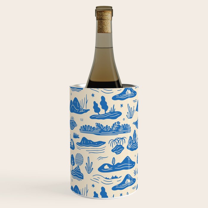 Abstract blue nature landscape doodle pattern Wine Chiller Gallery Image 2
