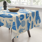 Abstract blue nature landscape doodle pattern Tablecloth Gallery Image 3