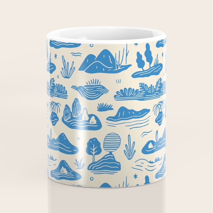 Abstract blue nature landscape doodle pattern Coffee Mug Gallery Image 4