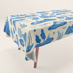 Abstract blue nature landscape doodle pattern Tablecloth Gallery Image 1