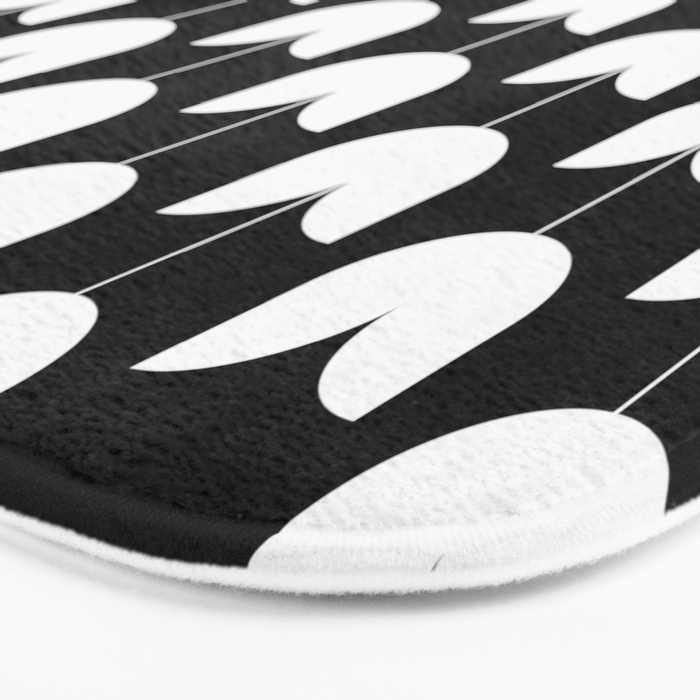 Spring Tulips IV Black and White Mid Century Flowers Bath Mat Gallery Image 3
