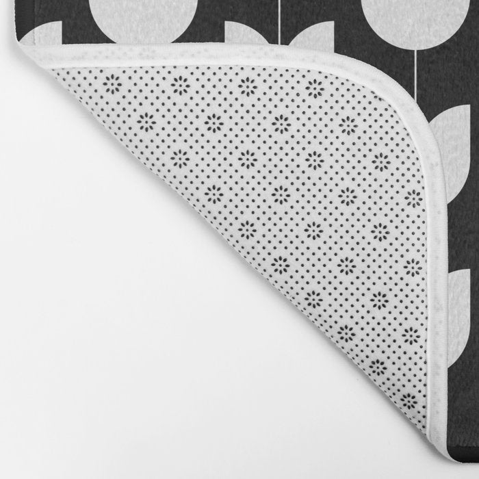 Spring Tulips IV Black and White Mid Century Flowers Bath Mat Gallery Image 2