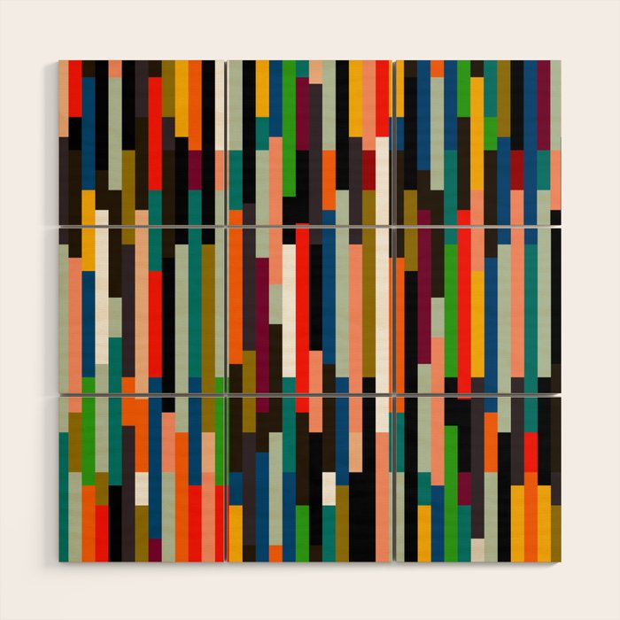 mid century stripes geometry retro Wood Wall Art Gallery Image 1
