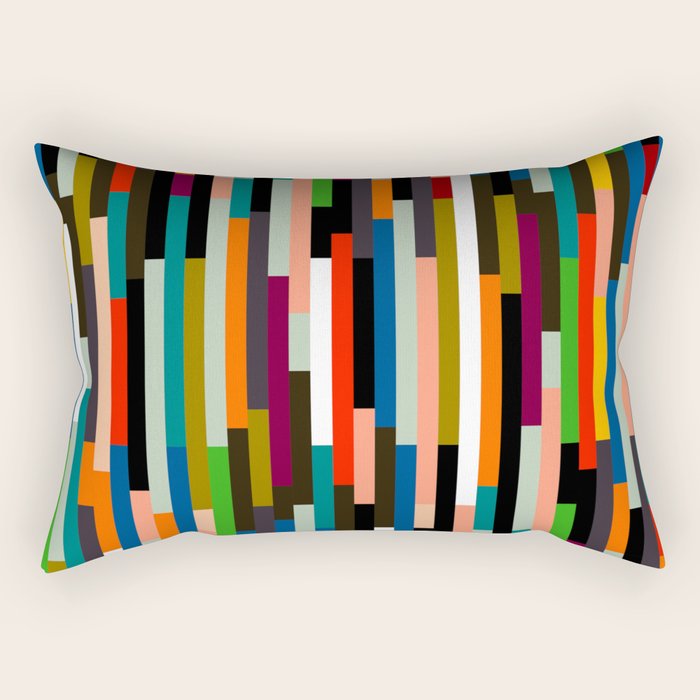 mid century stripes geometry retro Rectangular Pillow Gallery Image 2