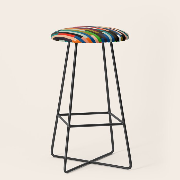 mid century stripes geometry retro Stool Gallery Image 1