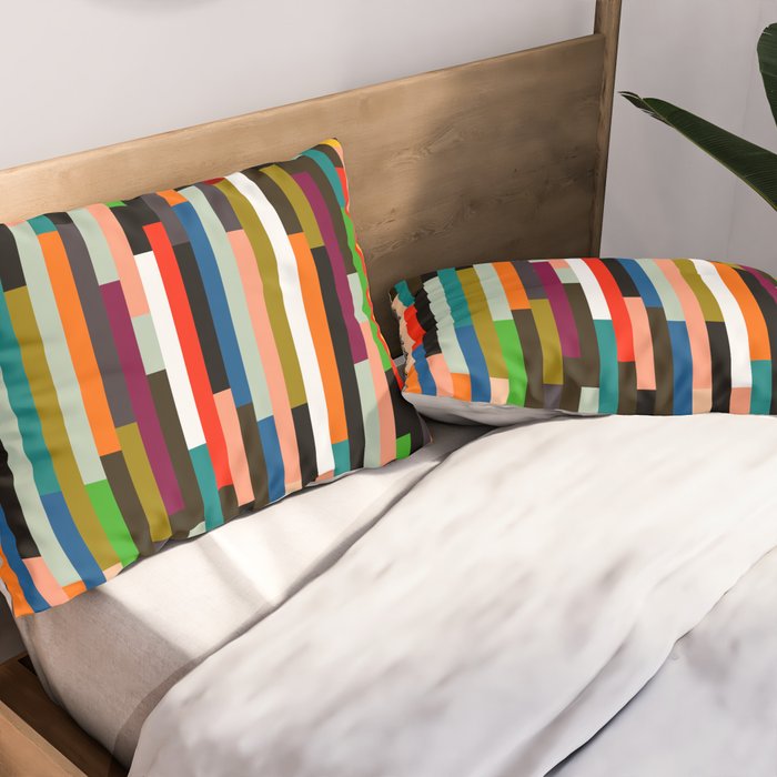 mid century stripes geometry retro Pillow Sham Gallery Image 2