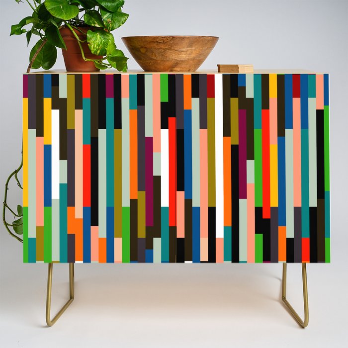 mid century stripes geometry retro Credenza Gallery Image 1