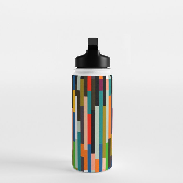 mid century stripes geometry retro Water Bottle Gallery Image 3