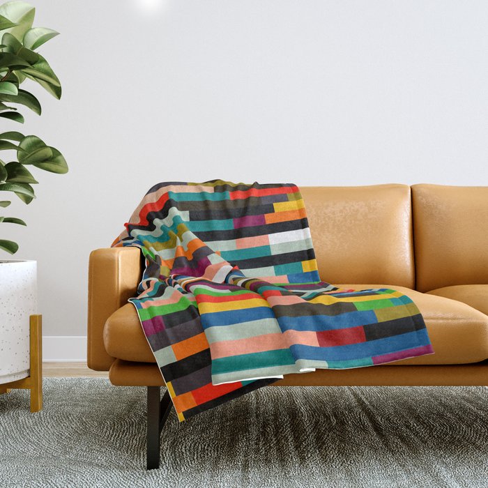 mid century stripes geometry retro Throw Blanket Gallery Image 1
