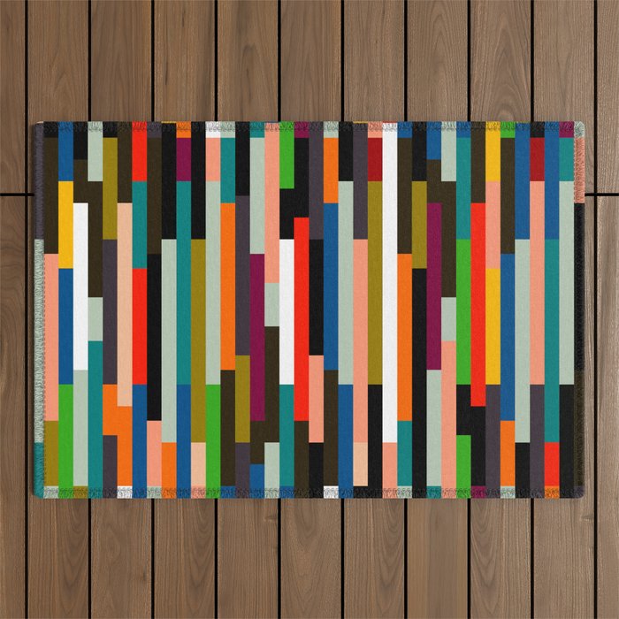 mid century stripes geometry retro Outdoor Rug Gallery Image 1