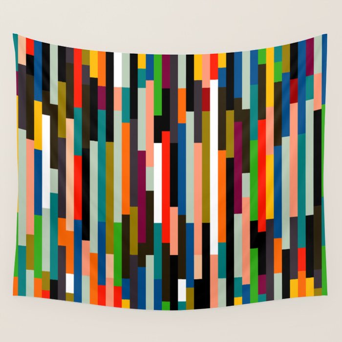mid century stripes geometry retro Wall Tapestry Gallery Image 4