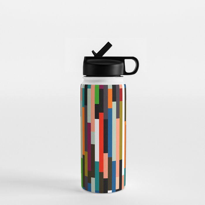 mid century stripes geometry retro Water Bottle Gallery Image 1