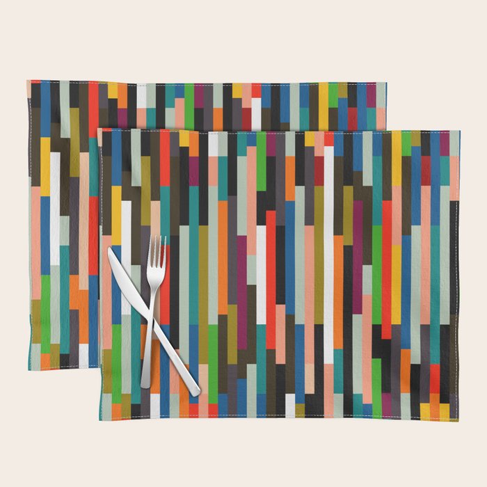 mid century stripes geometry retro Placemat Gallery Image 1