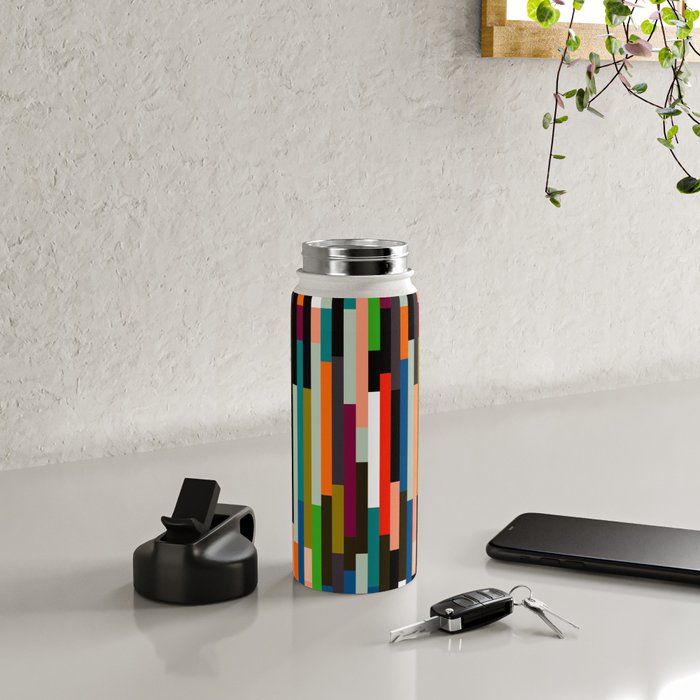 mid century stripes geometry retro Water Bottle Gallery Image 4