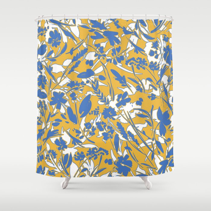 Simplistic silhouette flowers YB Shower Curtain Gallery Image 1