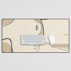 Abstract Line Art Nude Beige Desk Mat Gallery Image 1