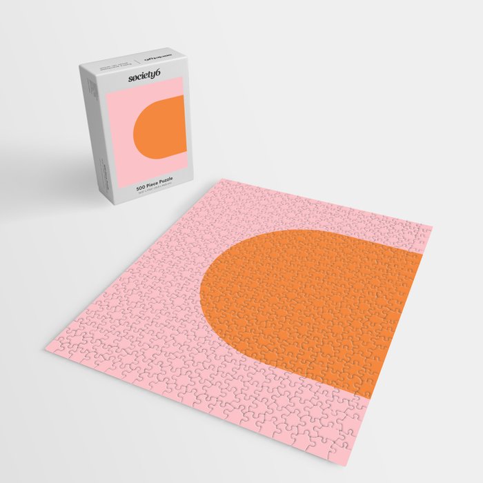 Minimal Modern Archway Color Block in Orange and Pink Jigsaw Puzzle Gallery Image 2