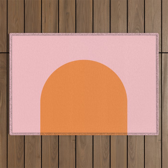 Minimal Modern Archway Color Block in Orange and Pink Outdoor Rug Gallery Image 1