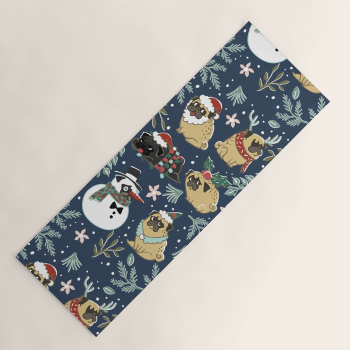 Christmas Pugs Yoga Mat Gallery Image 1