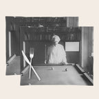 1891 Mark Twain playing billiards, pool black and white vintage photograph / photography Placemat Gallery Image 1