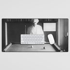 1891 Mark Twain playing billiards, pool black and white vintage photograph / photography Desk Mat Gallery Image 1