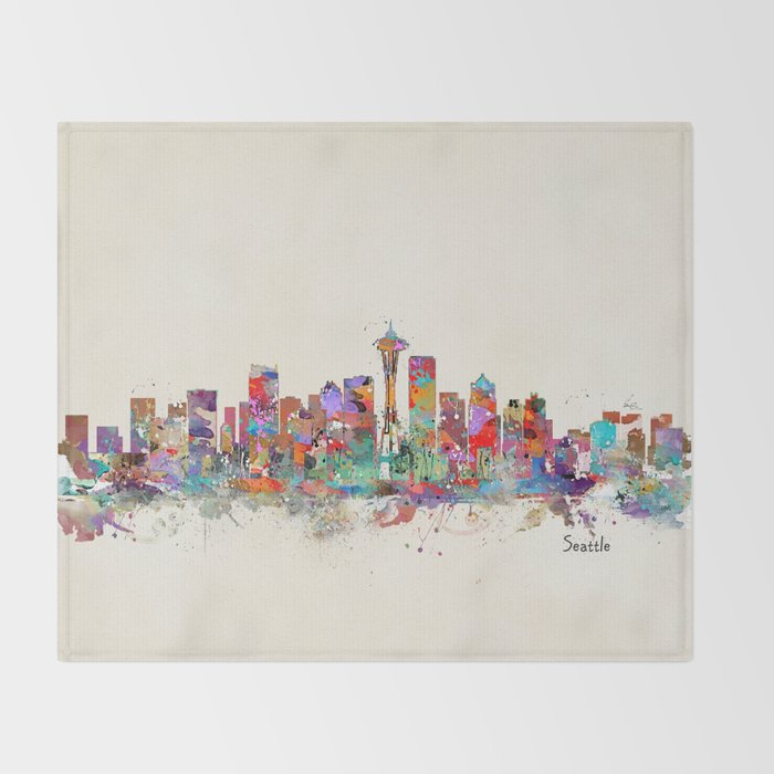 Seattle Washington skyline Throw Blanket Gallery Image 2