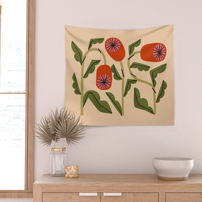 Three Flowers Wall Tapestry Gallery Image 2