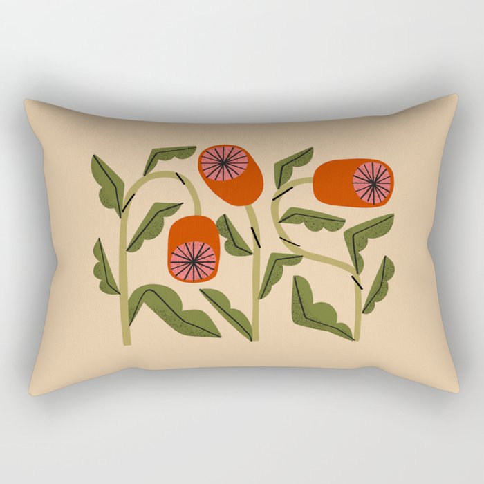 Three Flowers Rectangular Pillow Gallery Image 2