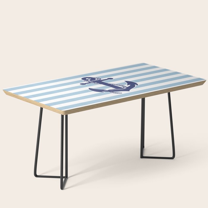 Retro Navy Anchor and Stripes Pattern 226 Blue Coffee Table Gallery Image 1