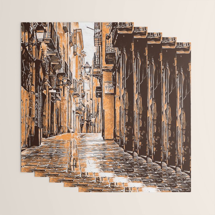 Barcelona, Gothic Quarter Wrapping Paper Gallery Image 3