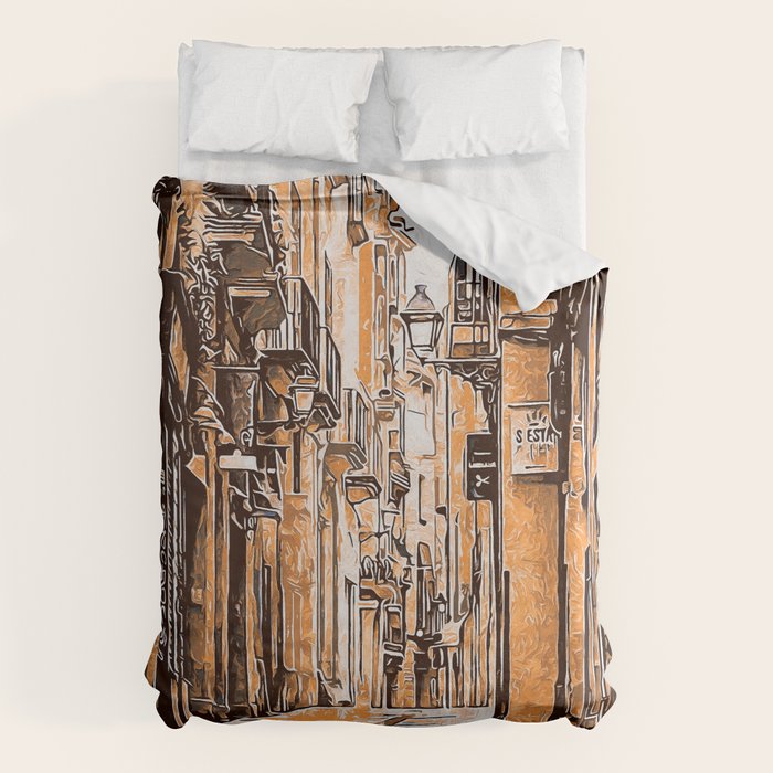 Barcelona, Gothic Quarter Duvet Cover Gallery Image 1