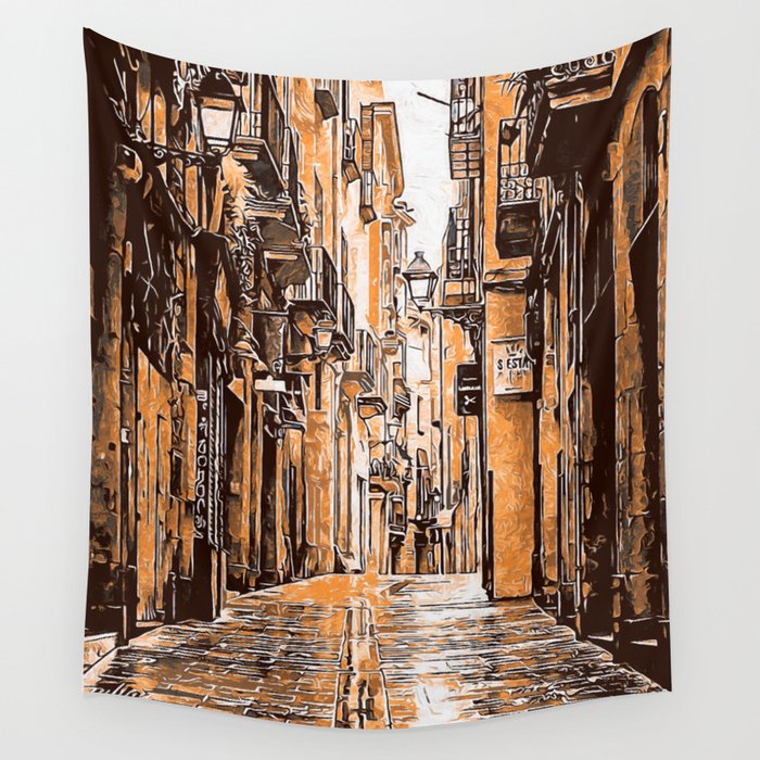 Barcelona, Gothic Quarter Wall Tapestry Gallery Image 4